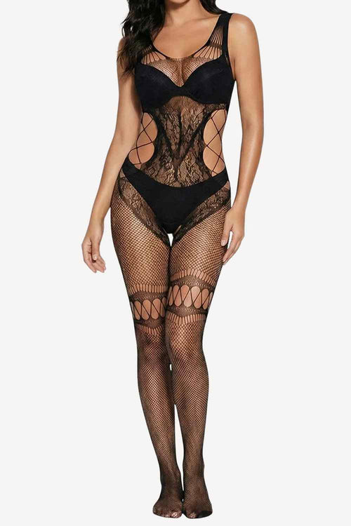 Hotty Siren Lace Panel Fishnet Bodystocking