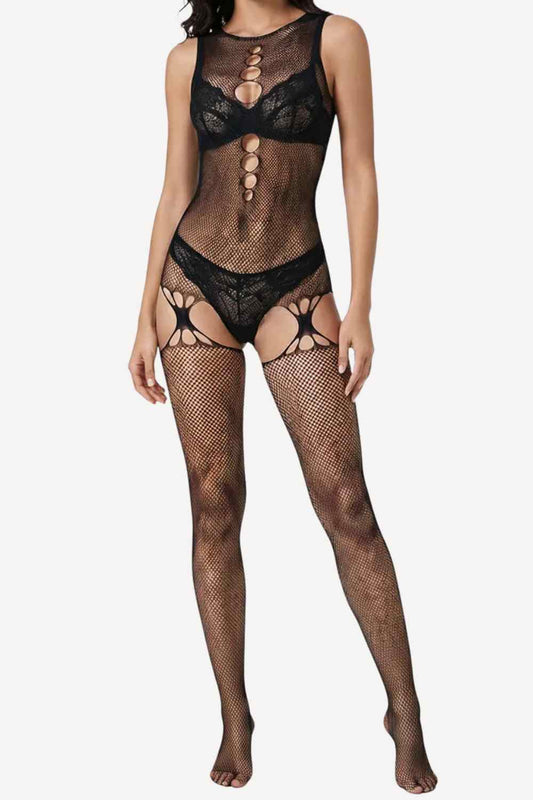 Midnight Muse Lace Cutout Fishnet Bodystocking